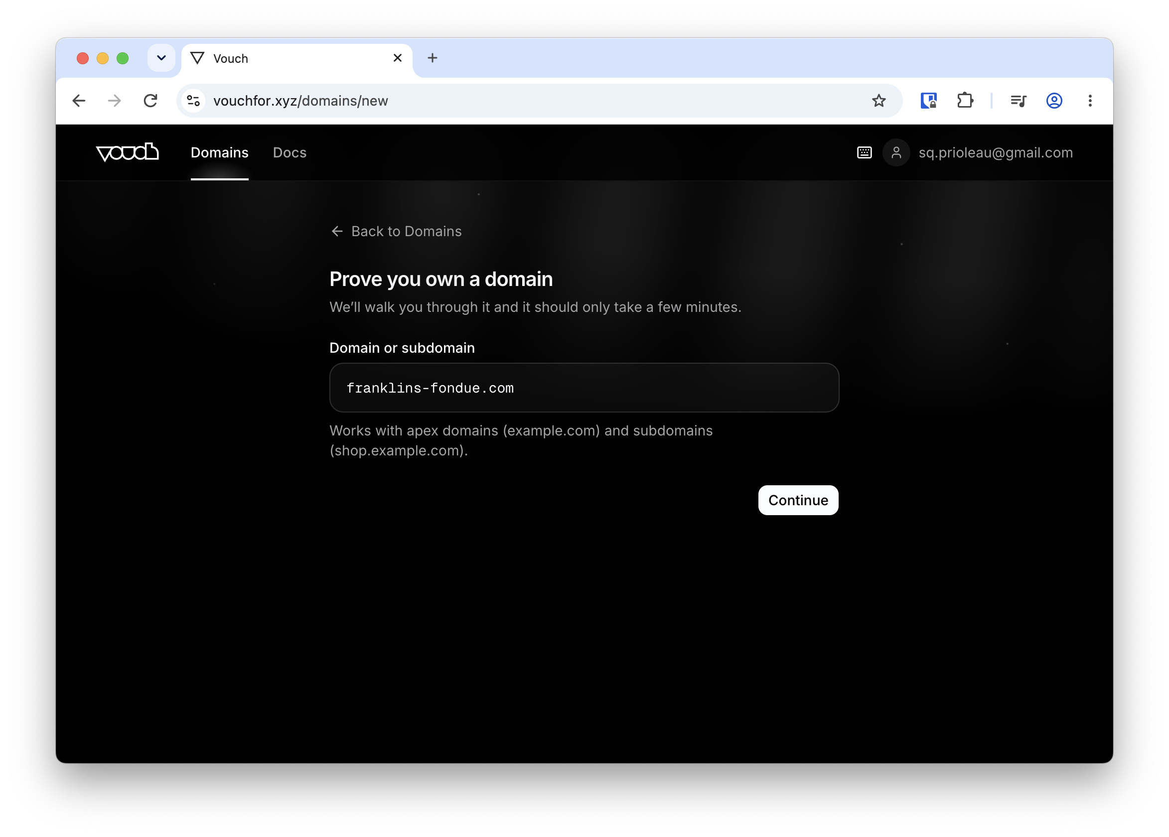 Adding a domain