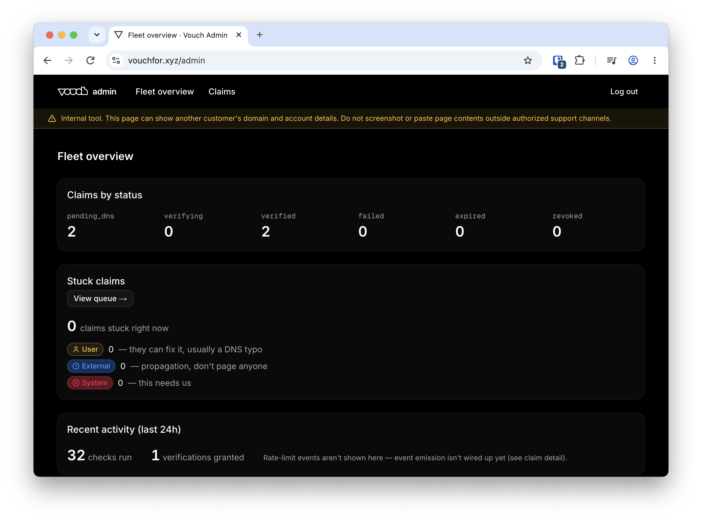 The admin fleet overview